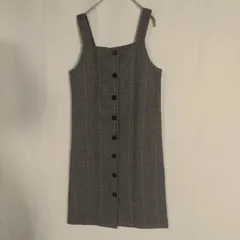 M1-02394【Women】ワンピース (XS以下相当）/茶×グレー×白 チェック 裏、中央ほつれ有 内側、裏地中央ほつれ有り K