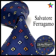 サルヴァトーレフェラガモ ネクタイ ネイビー 紺 シルク お洒落✨