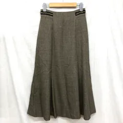 ナチュラルビューティーベーシック 23AW ラインチェーンフレアマーメイドスカート ミモレ丈 ウールライク素材 ベージュ M