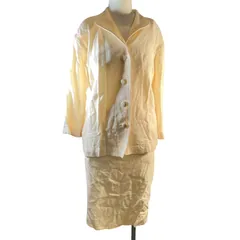 【管2512-374】Christian Dior クリスチャンディオール プレタポルテ PRET-A-PORTER ジャケット＋スカート セットアップ 9号 ライトアイボリー 中古