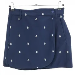 【超美品】ジャックバニー スカート ネイビー×白 ロゴ総柄 細ストライプ織生地  レディース 1(M) ゴルフウェア Jack Bunny