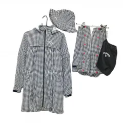 【超美品】キャロウェイ レインウェア(4WAYワンピース×レッグカバー×ハット) 白×ネイビー レディース M/ハットFR ゴルフウェア Callaway