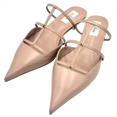 【在庫一掃】 ヴァレンティノ・ガラヴァーニ パンプス レディース ロックスタッズ ポインテッドトゥ ファッションアイテム 37サイズ 靴 Valentino Garavani レザー  ラバー   ピンクベージュ ゴールド金具 美品【中古品】