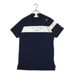 中古 メンズ ルコックスポルティフ le coq sportif 半袖シャツ M 紺×白 ネイビー モックネック