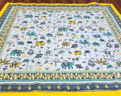 インド綿100％ マルチカバー エスニック柄 100×105cm AJ