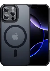 ★iPhone 15 Pro ケース 【MagSafe対応、マグネット搭載】米軍 MIL 規格の落下保護、耐衝撃 指紋付かず、ストラップホール付き、半透明で黄ばみにくい アイフォン15 Pro 用 ケース（ブラック）