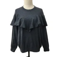 リランドチュール Rirandture セーター ニット ラウンドネック プルオーバー フリル 無地 長袖 2 グレー