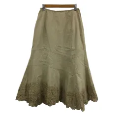 レストローズ L'EST ROSE スカート フレア ロング レース 無地 M ベージュ