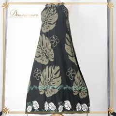 フラダンス 衣装 ワンピース ドレス ブラック系 PUKANA モンステラ柄 プルメリア柄 ハワイアンプリント レッスン 練習 フラ ダンス アロハ ノースリーブ アメリカンスリーブ リボン カーキ系 グリーン系 ホワイト系 黒 緑 白 大人っぽい 上品