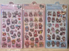 【3枚セットA】Labubu 3D立体シール ぷくぷくシール ボンボン ドロップ シールセット　ラブブ