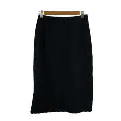 コムサデモード COMME CA DU MODE スカート タイト ひざ丈 刺繍 ウール M 黒 ブラック