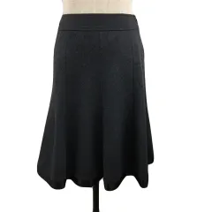 クミキョク 組曲 KUMIKYOKU スカート フレア ひざ丈 ウール 無地 切替 S2 グレー 黒 ブラック