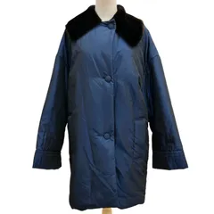 ZK23 PRESTIGE ELEGANCE ロングコート アウター 襟ボア ネイビー ヨーロッパサイズ40 中綿コート