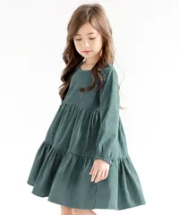 Bee【クーポン利用で20％OFF♪】コーデュロイ風ワンピース◇スモーキーブルー◇韓国子供服 韓国子ども服 韓国こども服 キッズ 女の子 100 110 120 130 140 150