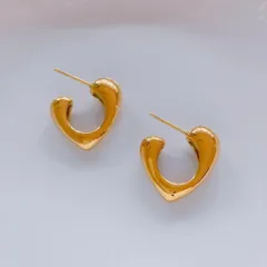 ステンレス　ハートピアス　ゴールド　メタル