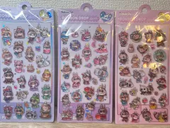 【3枚セットB】Labubu 3D立体シール ぷくぷくシール ボンボン ドロップ シールセット　ラブブ