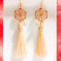 光と浄化の精麻タッセル｜六芒星・麻の葉模様と櫻木神社由来の水晶ピアス／イヤリング