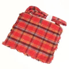 【極美品～未使用品】ピンクハウス★チェック柄 フリンジ ウール調 ショルダーバックポシェット 赤系＊ba006
