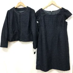 大きいサイズ タグ付 アッドルージュ ツイード セレモニースーツ ノーカラージャケット&ワンピース 2点セット ネイビー 19号 5L フォーマル 卒業式 入学式 結婚式 お宮参り