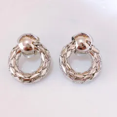 サークルデザインピアス　シルバー　メタル