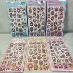 【6枚セット】Labubu 3D立体シール ぷくぷくシール ボンボン ドロップ シールセット　ラブブ