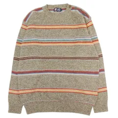 美品 CHAPS RALPH LAUREN チャップス ラルフローレン ボーダーニット セーター 長袖 クルーネック L 茶 ブラウン 90s ヴィンテージ メンズ 古着 中古 USED