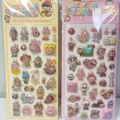 【2枚セットL-A】Labubu 3D立体シール ぷくぷくシール ボンボン ドロップ シールセット　ラブブ