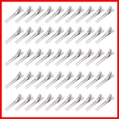 美容業界 ステンレス ワニクリップ ヘアピン 4.5cm 髪留め クリップ 散髪 前髪 ワニ口クリップ (シルバー)… 50本セット プロ用 ヘアクリップ ダッカール BetterJonny