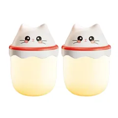 CAWKAY 加湿器 ネコ 2個セット 7色ライト 猫 超音波ミスト 静音 USB給電 乾燥対策 オフィス リビング テーブル 寝室 (レッド（2個セット）) [レッド（2個セット）]のサムネイル