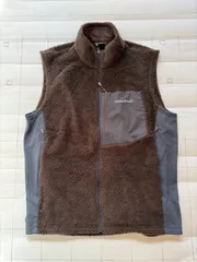 ト2512-④-5514 モンベル　montbell クリマエア　フリースベスト　茶色×灰色　XL