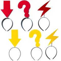 [ルボナリエ] カチューシャ 6点セット 疑問符 矢印 雷デザイン ヘッドバンド パーティーグッズ 仮装 学園祭 撮影小物 フォトプロップス (レッド イエロー) [レッド イエロー]