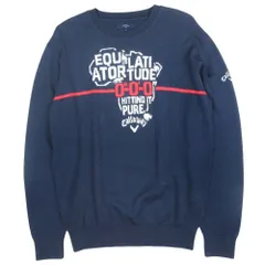 キャロウェイ　ニット　セーター　クルーネック　刺繍ロゴ　ネイビー　ゴルフ　XL セール・アウトレット】変形編地クルーネックセーター(中間着(セーター