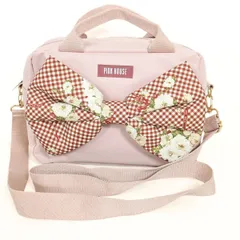 ピンクハウス★ビッグリボンが可愛い！ギンガムチェックと野ばらpt　ショルダーバッグ　ピンク系　ba009