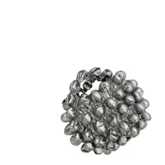 BUNZABURO ブンザブロウ 小さなポンポンの バッグ メタリック ダークシルバー