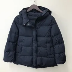 M12057 UNIQLO ユニクロ パウダーソフト ダウンジャケット フード付 Sサイズ ショート 撥水 ネイビー レディース 防寒 肉厚 秋冬 アウター