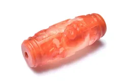 【１点物】マットな質感 南紅瑪瑙(ナンホーン)水晶共生　35x14mm　九眼天珠(貫通穴) ビーズ パワーストーン 天然石 _PC8652