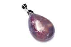 【１点物】シルバー925◇希少共生 ピンクトルマリンインレピドライト　25x19mm　ドロップ ペンダントトップ パワーストーン 天然石 _PC8657