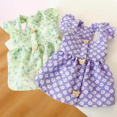 犬 服 小型犬用 女の子 エメリール ペット服 お出かけ キャミソール タンクトップ くまちゃんボタン かわいい ドッグウェア ペットウェア お散歩 ワンピース ペット用スカート おしゃれ メール便OK