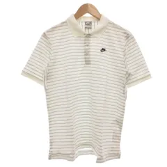 ナイキ NIKE ポロシャツ 半袖 M 鹿の子 ボーダー グレー 白 ホワイト /GV