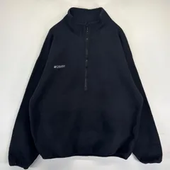 古着 コロンビア Columbia USA製 ハーフジップフリーストレーナー ワンポイントロゴ刺繍 プルオーバー  アウトドア L  ブラック メンズ