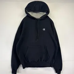 古着 チャンピオン Champion パーカー プルオーバー  スウェット ワンポイントロゴ刺繍 フーディ M  ブラック メンズ