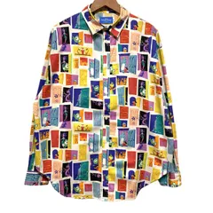 TOKYO DISNEY RESORT　柄シャツ　長袖　シャツ　トップス　レギュラーカラー　総柄　モンスターズインク　キャラシャツ　キャラクター　(C)DISNEY/PIXAR　ピクサー　ディズニー　古着