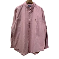 RALPH LAUREN　プレーンシャツ　長袖　シャツ　トップス　ボタンダウン　無地　ワンポイント　ブランドロゴ　スモールポニー　刺しゅう　古着