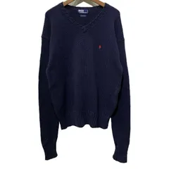 POLO by RALPH LAUREN　セーター　長袖　ニット　トップス　クルーネック　無地　ローゲージ　ワンポイント　ブランドロゴ　スモールポニー　刺しゅう　古着