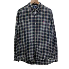 RALPH LAUREN　チェックシャツ　長袖　シャツ　トップス　ボタンダウン　ワンポイント　ブランドロゴ　スモールポニー　刺しゅう　古着