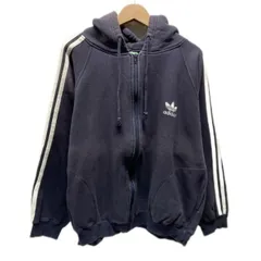 adidas　ジップアップパーカー　90s vintage　90年代　万国旗タグ　フーディ　フード　ジップアップ　裏起毛　トラックライン　ワンポイント　ブランドロゴ　トレフォイル　刺しゅう　カナダ製　スポーツ　古着