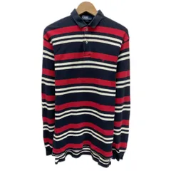 POLO by RALPH LAUREN　ポロシャツ　長袖　シャツ　トップス　ハーフボタン　ボーダー　ワンポイント　ブランドロゴ　スモールポニー　刺しゅう　古着