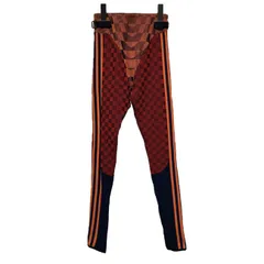 adidas　レギンス　10分丈　ロング　ボトムス　レイヤード　ウエストゴム　アジャスター調節可能　トラックライン　切替　チェック　無地　ワンポイント　ブランドロゴ　トレフォイル　ワッペン　スポーツ　古着