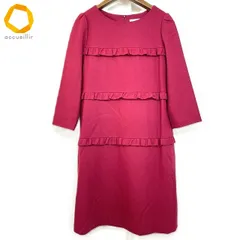 #wnc ユニバーバルミューズ UNIVERVAL MUSE ワンピース 赤系 フリル 丸首 タグ付き 美品 レディース [863539]