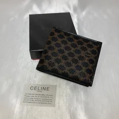 CELINE  セリーヌ　二つ折り財布　マカダム柄　レディース　ブラック×ブラウン